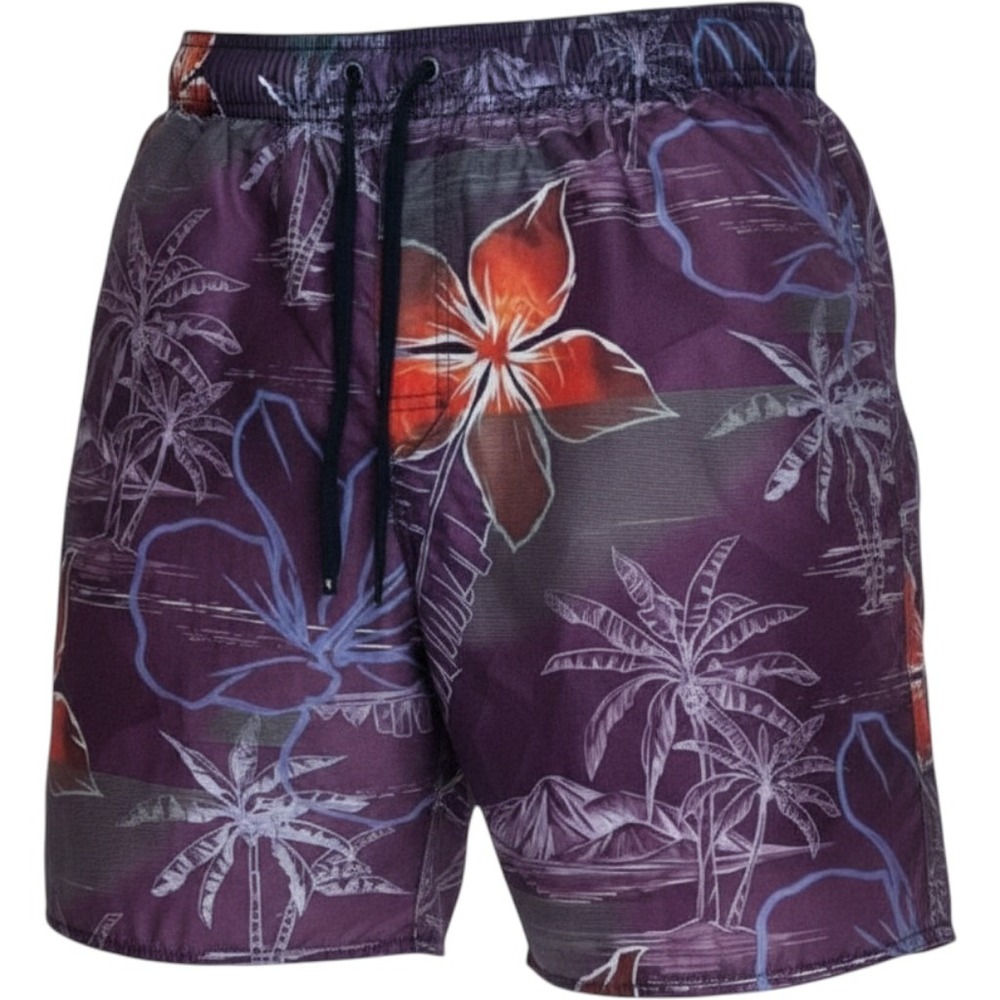 Croft & Barrow Men's Purple Tropical Floral Palm Tree Swim Trunks Size Large L